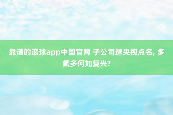 靠谱的滚球app中国官网 子公司遭央视点名， 多氟多何如复兴?