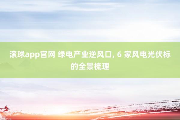 滚球app官网 绿电产业逆风口, 6 家风电光伏标的全景梳理