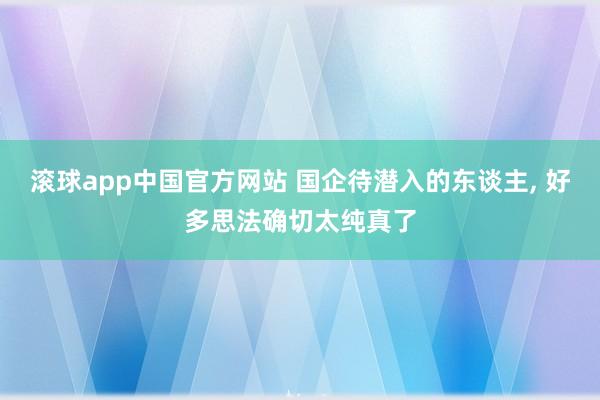滚球app中国官方网站 国企待潜入的东谈主， 好多思法确切太纯真了