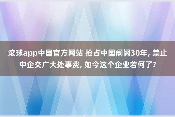 滚球app中国官方网站 抢占中国阛阓30年， 禁止中企交广大处事费， 如今这个企业若何了?
