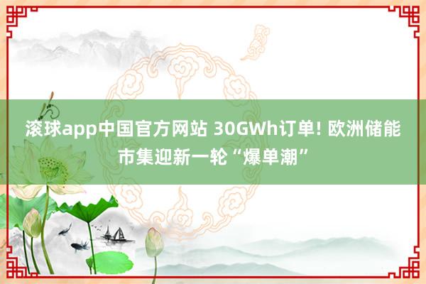 滚球app中国官方网站 30GWh订单! 欧洲储能市集迎新一轮“爆单潮”