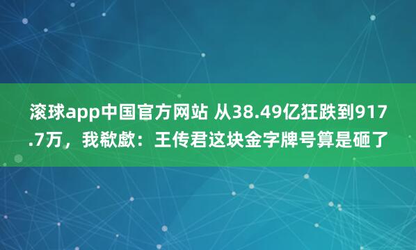 滚球app中国官方网站 从38.49亿狂跌到917.7万，我欷歔：王传君这块金字牌号算是砸了