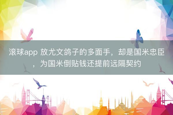 滚球app 放尤文鸽子的多面手，却是国米忠臣，为国米倒贴钱还提前远隔契约