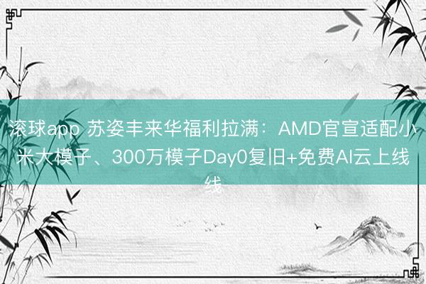 滚球app 苏姿丰来华福利拉满：AMD官宣适配小米大模子、300万模子Day0复旧+免费AI云上线