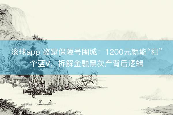 滚球app 盗窟保障号围城：1200元就能“租”个蓝V，拆解金融黑灰产背后逻辑