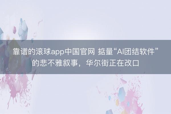 靠谱的滚球app中国官网 掂量“AI团结软件”的悲不雅叙事，华尔街正在改口