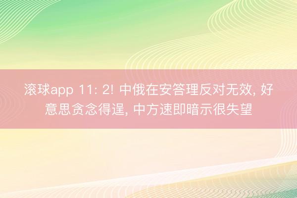 滚球app 11: 2! 中俄在安答理反对无效, 好意思贪念得逞, 中方速即暗示很失望