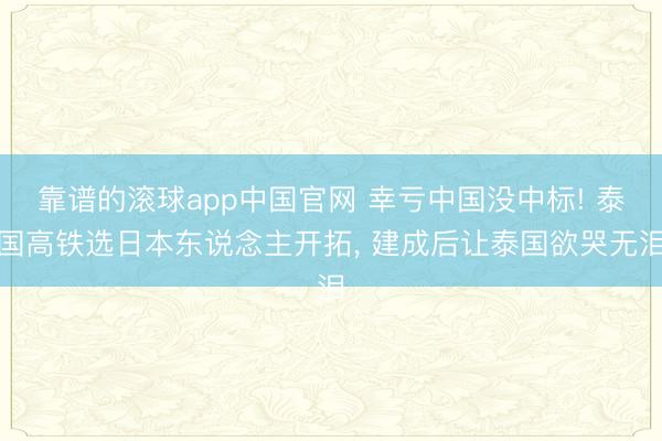 靠谱的滚球app中国官网 幸亏中国没中标! 泰国高铁选日本东说念主开拓， 建成后让泰国欲哭无泪